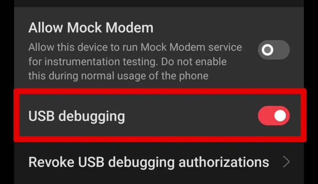 how to turn off usb debugging